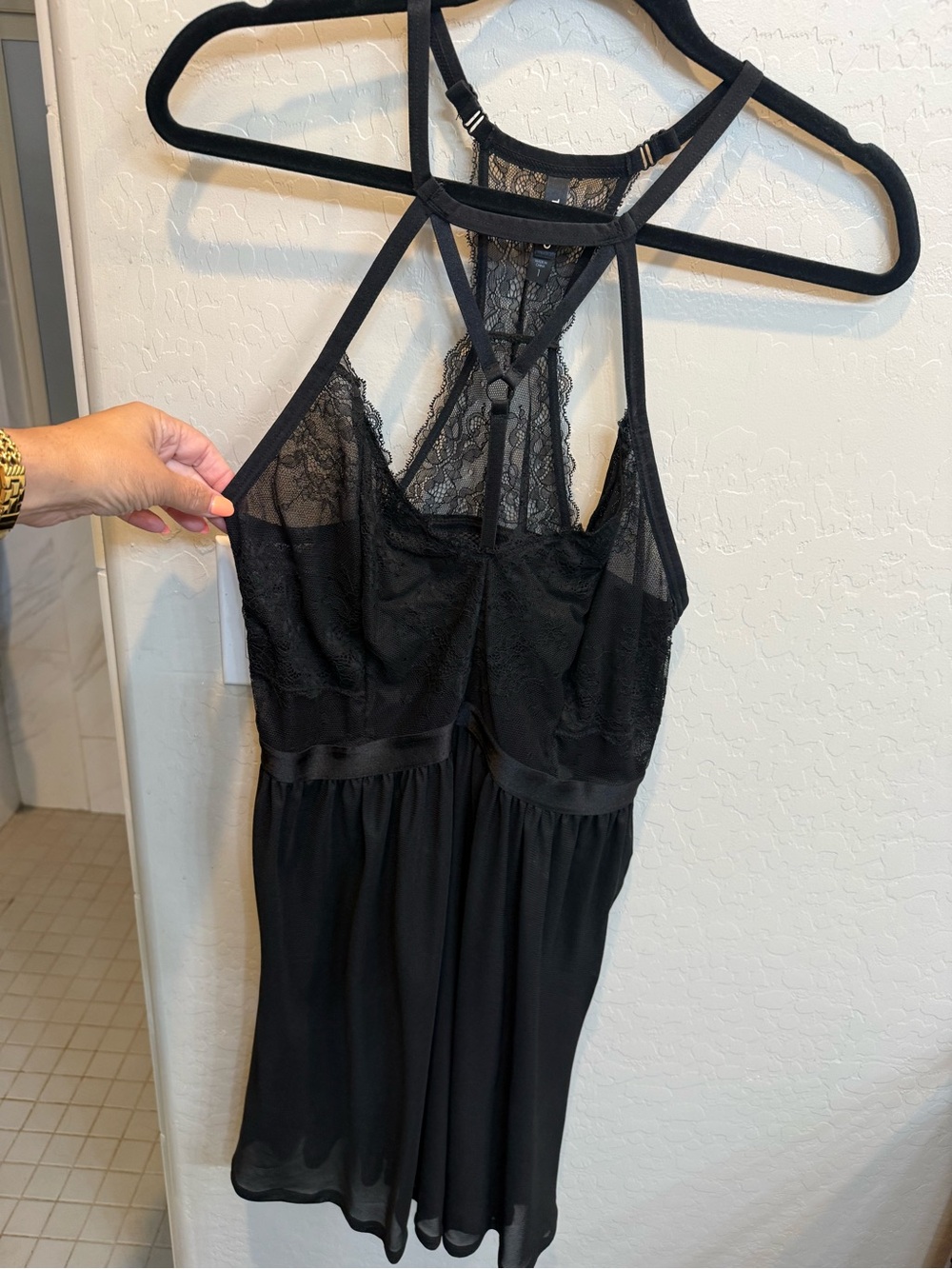 torrid Black Lace-Accent Chemise with Strappy Back